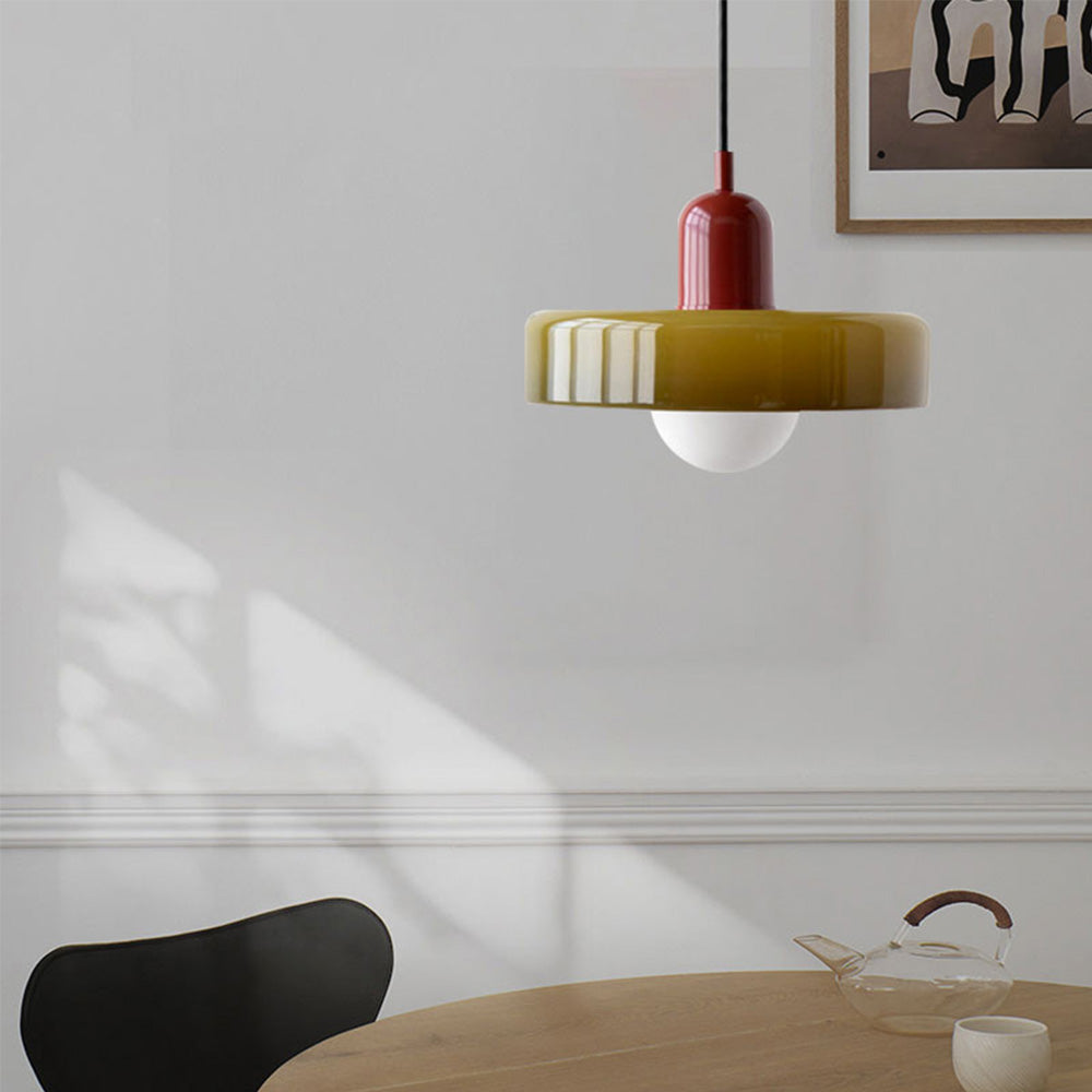 Scandi Bauhaus Pendant Light – Stylish Orange Ceiling Lamp for Contemporary Spaces