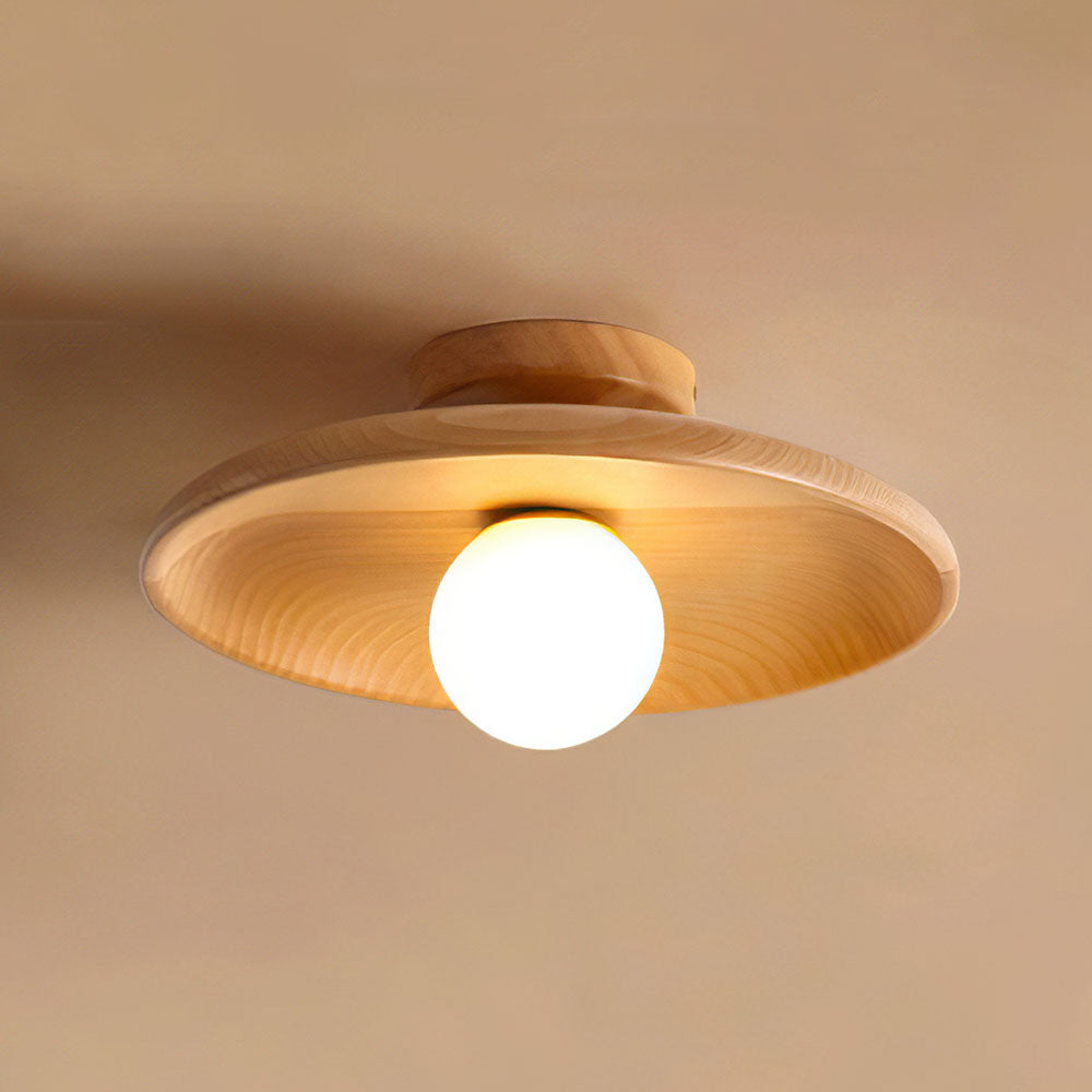 Nordic Wood Round Ceiling Light Fixture - Minimalist Design for Hallway & Living Room Lighting