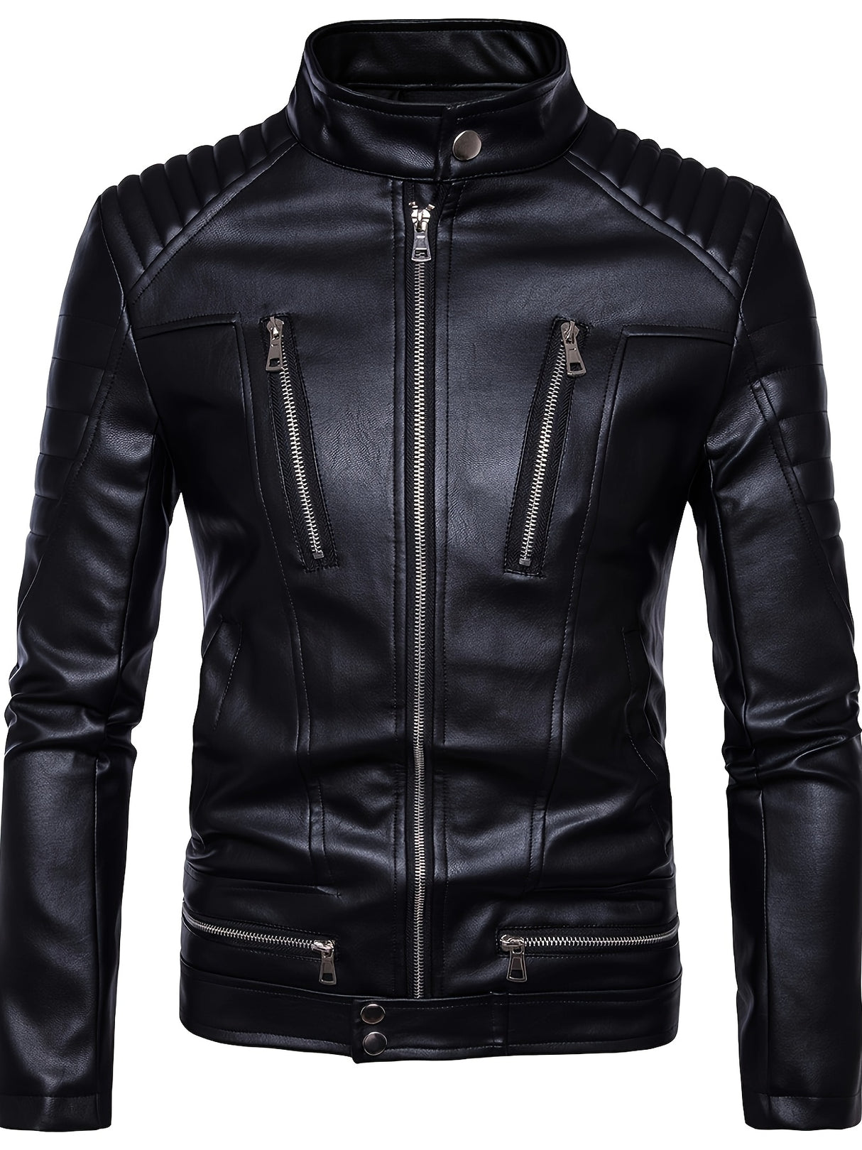 Men’s Slim Fit Leather Biker Jacket – Classic Motorcycle Style for Casual Wear