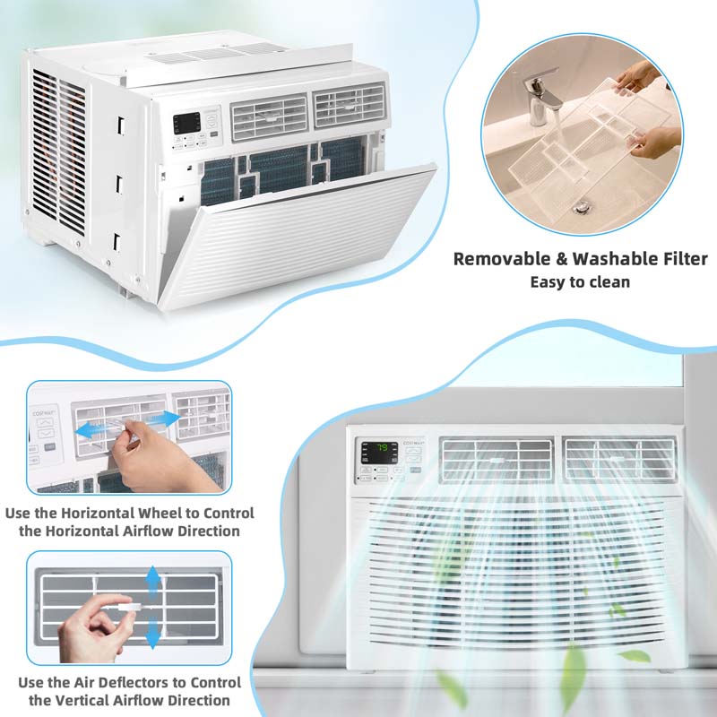 10000 BTU Quiet Window Air Conditioner with Remote & ECO Mode, Energy Star Certified 3-in-1 Window AC Unit with Dehumidifier