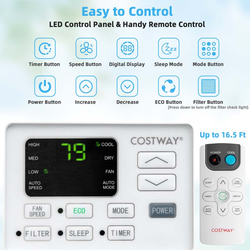 10000 BTU Quiet Window Air Conditioner with Remote & ECO Mode, Energy Star Certified 3-in-1 Window AC Unit with Dehumidifier