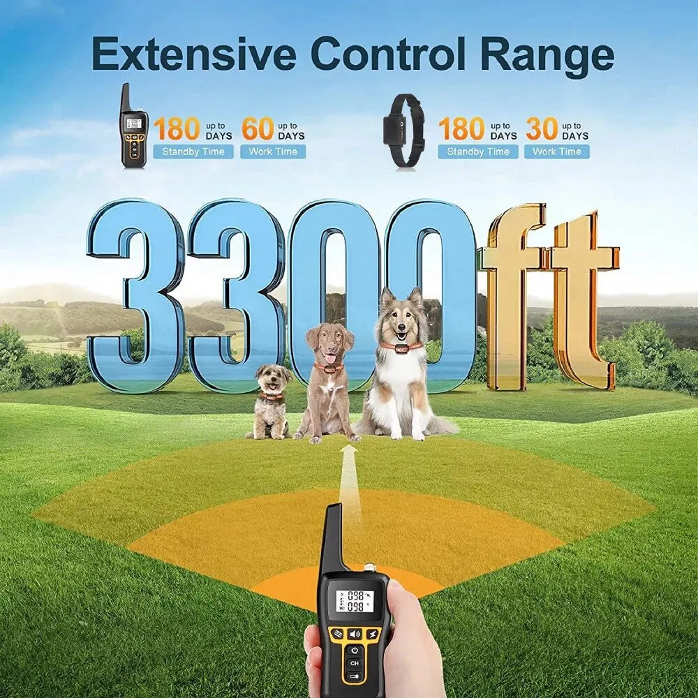 1000m Waterproof Dog Training Collar | Rechargeable, Remote Control & Adjustable for Small, Medium, and Large Dogs