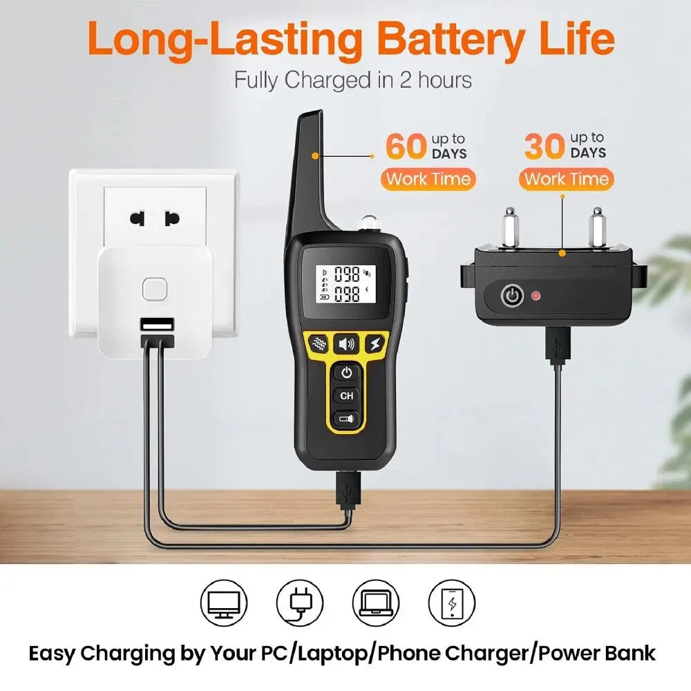 1000m Waterproof Dog Training Collar | Rechargeable, Remote Control & Adjustable for Small, Medium, and Large Dogs