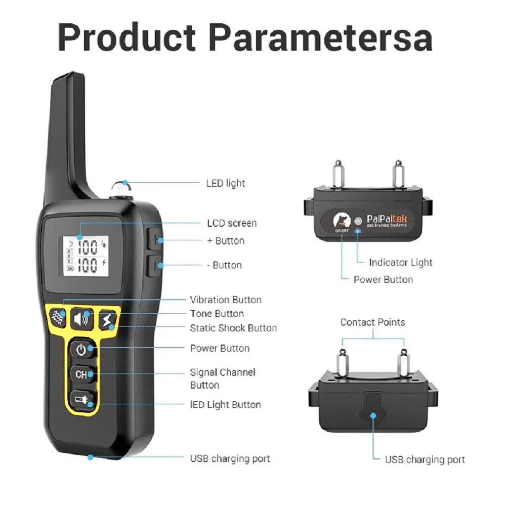 1000m Waterproof Dog Training Collar | Rechargeable, Remote Control & Adjustable for Small, Medium, and Large Dogs