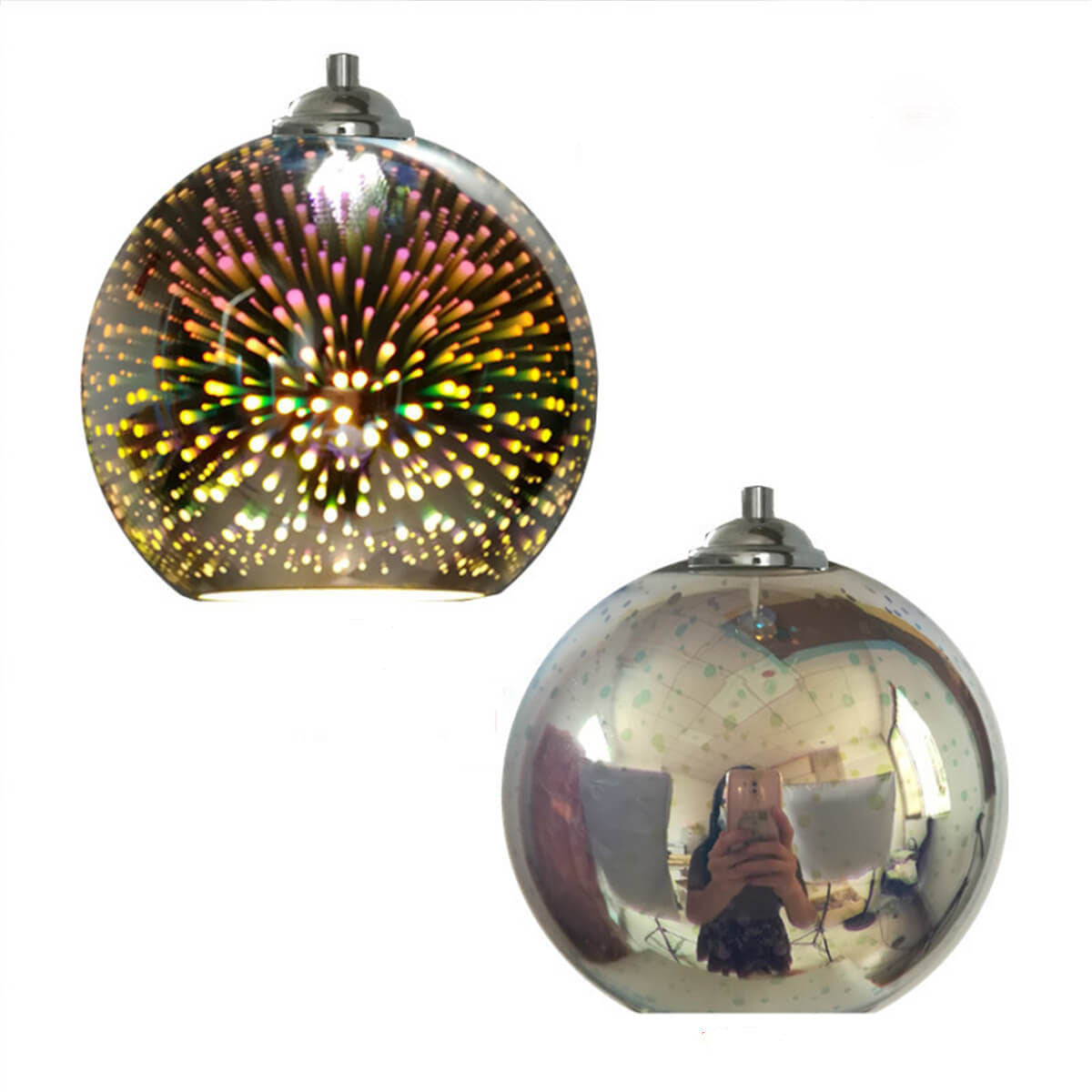 Modern Creative 3D Colorful Fireworks Glass 1-Light Dome Pendant Lamp