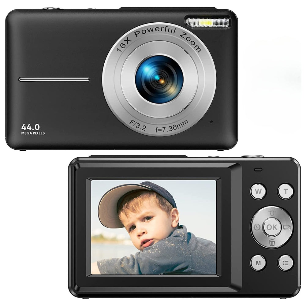 Portable Digital Camera 1080P 44MP with 16X Zoom – Compact Vlogging Camera with LCD Screen, Rechargeable, Perfect for Teens and Students
