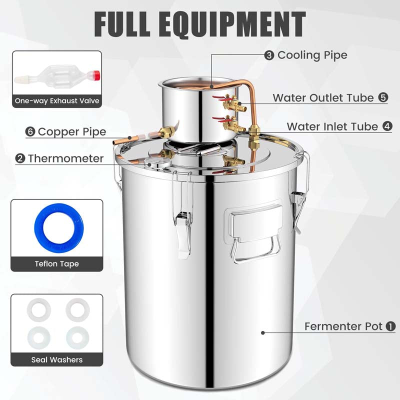 5/10 Gal 2 Pots Alcohol Still Home Brewing Kit, 40L Stainless Steel Water Alcohol Distiller, Wine Making Kit for Whiskey Brandy Beer