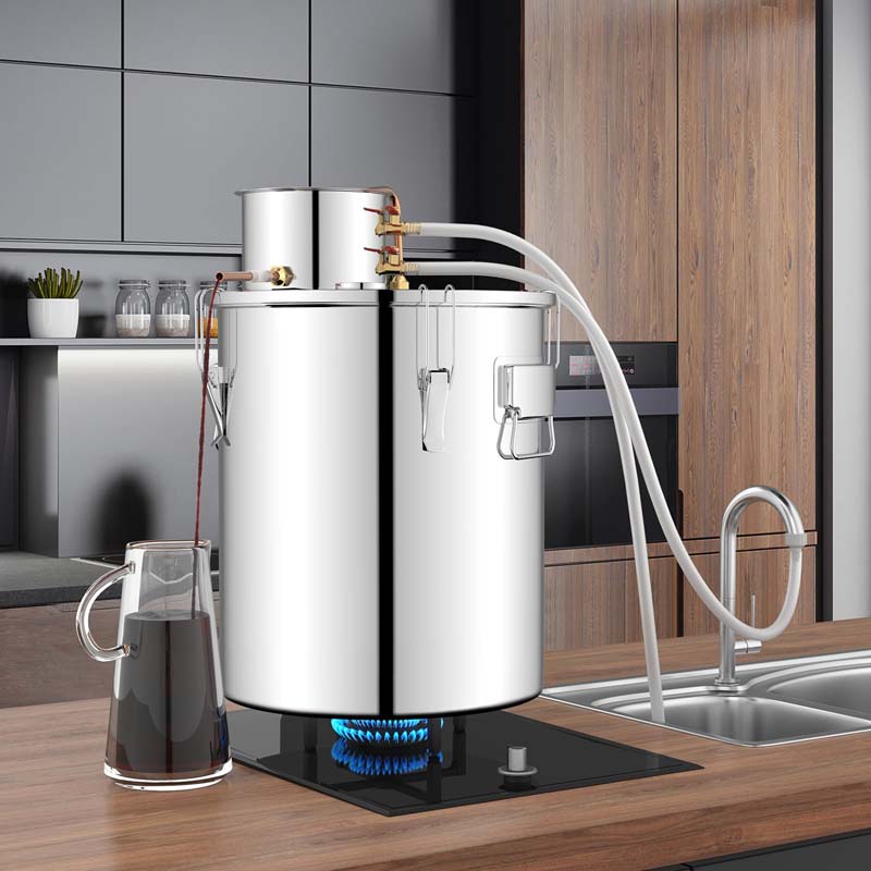 5/10 Gal 2 Pots Alcohol Still Home Brewing Kit, 40L Stainless Steel Water Alcohol Distiller, Wine Making Kit for Whiskey Brandy Beer