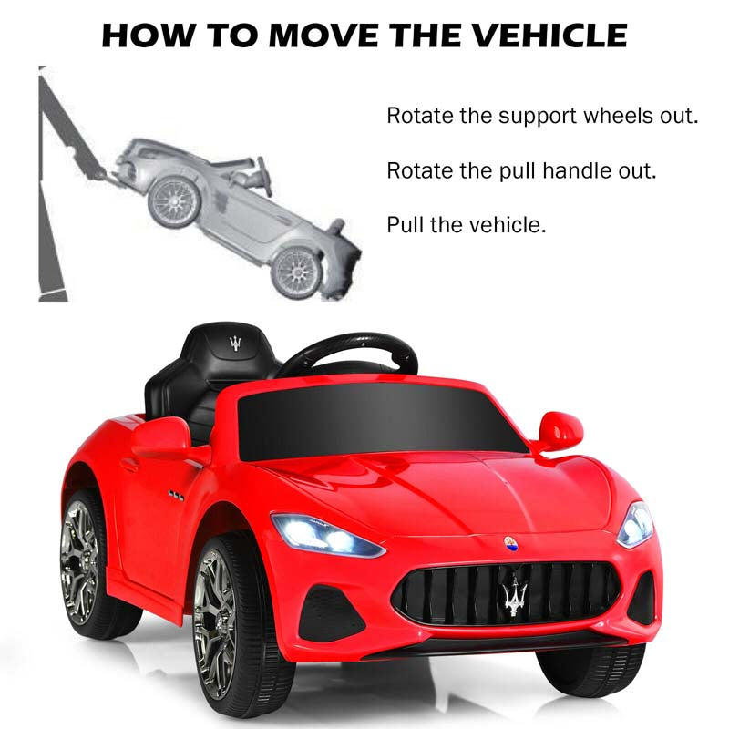 4-Wheel Licensed Maserati Kids Ride On Car, 12V Battery Powered Electric Toy Car with Parent Remote Control, Lights, Horn, Music