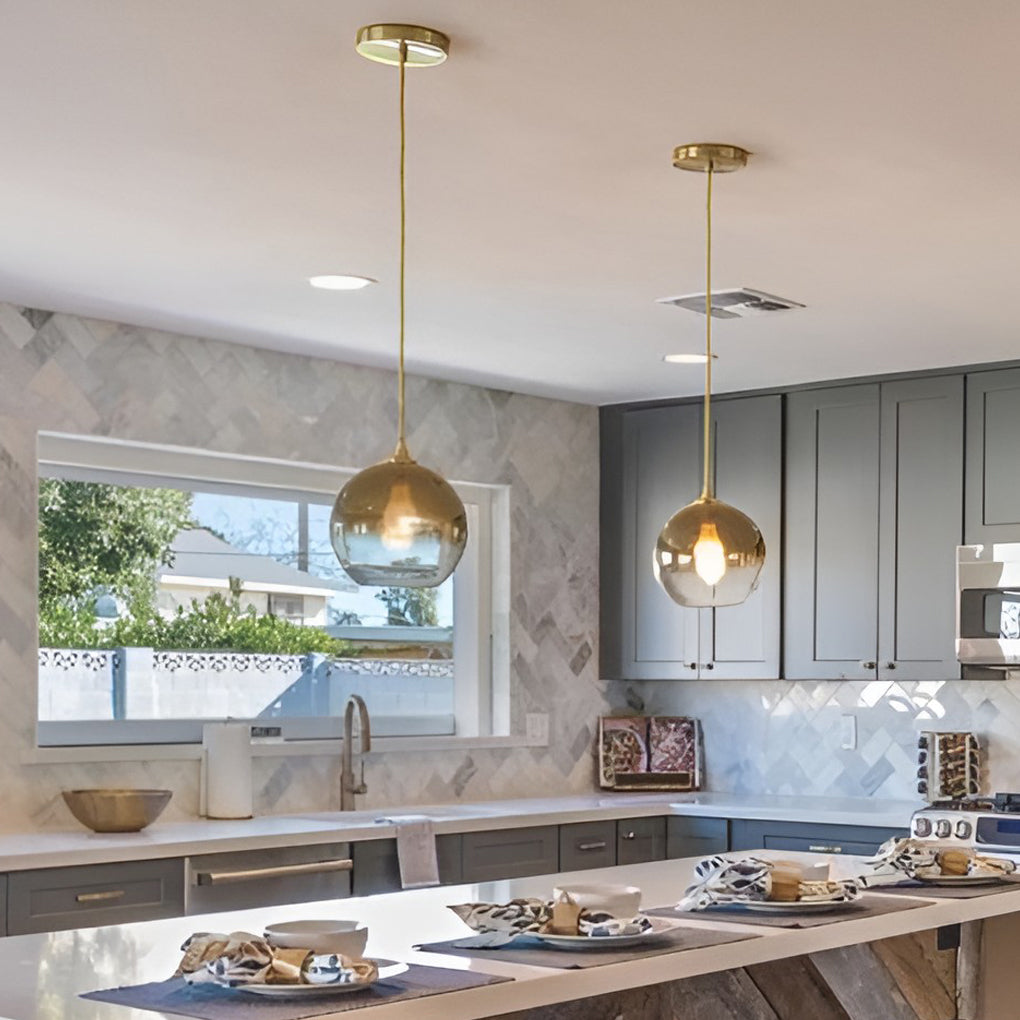 Light Master - Modern Globe Design Glass Pendant Lamp with LED Lighting for Kitchen and Dining Room