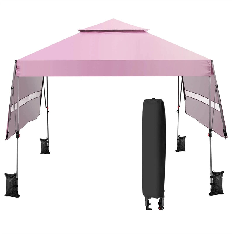 10 x 17.6 FT Outdoor Instant Pop-up Canopy Tent for Market Picnic with Dual Half Awnings & Wheeled Bag