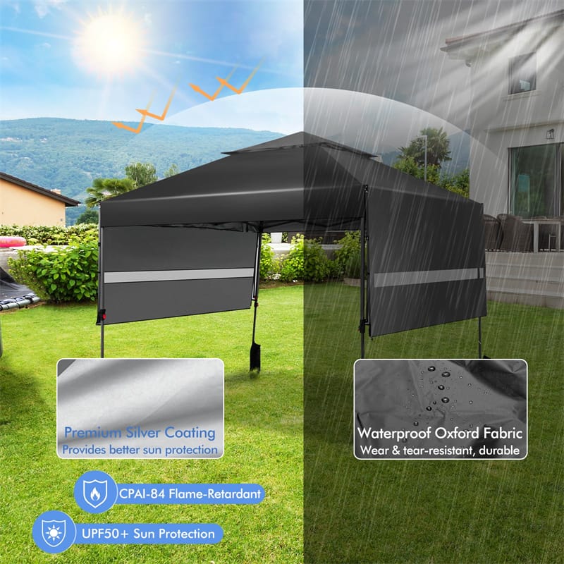 10 x 17.6 FT Outdoor Instant Pop-up Canopy Tent for Market Picnic with Dual Half Awnings & Wheeled Bag