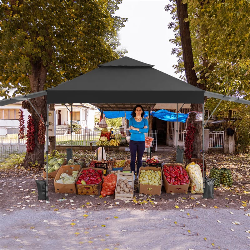 10 x 17.6 FT Outdoor Instant Pop-up Canopy Tent for Market Picnic with Dual Half Awnings & Wheeled Bag
