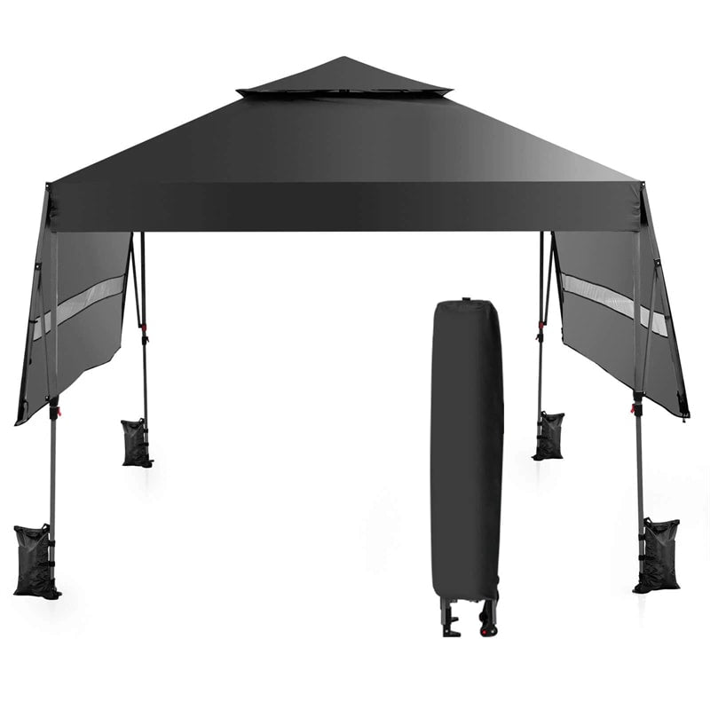 10 x 17.6 FT Outdoor Instant Pop-up Canopy Tent for Market Picnic with Dual Half Awnings & Wheeled Bag
