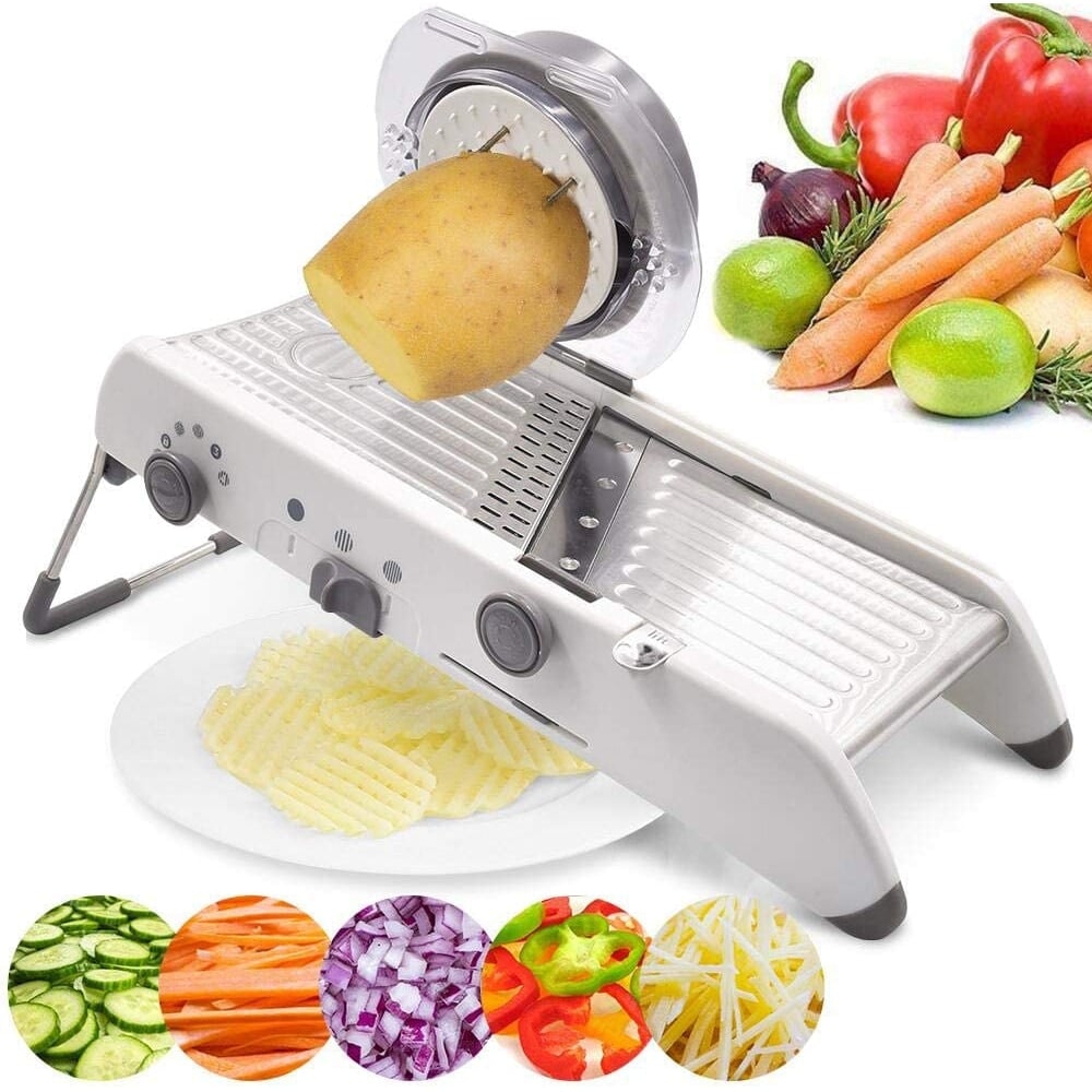 Mandoline Vegetable Slicer | Adjustable 304 Stainless Steel Blades for Even Slices, Sticks & Cubes in Professional Kitchen Use