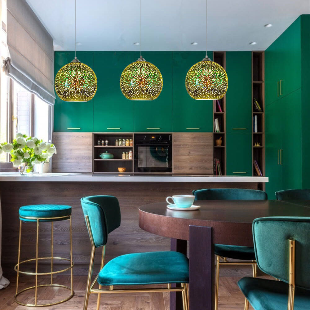 Modern Creative 3D Colorful Fireworks Glass 1-Light Dome Pendant Lamp