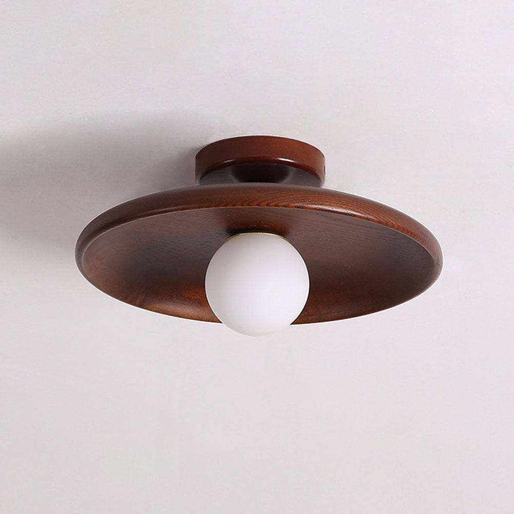 Nordic Wood Round Ceiling Light Fixture - Minimalist Design for Hallway & Living Room Lighting