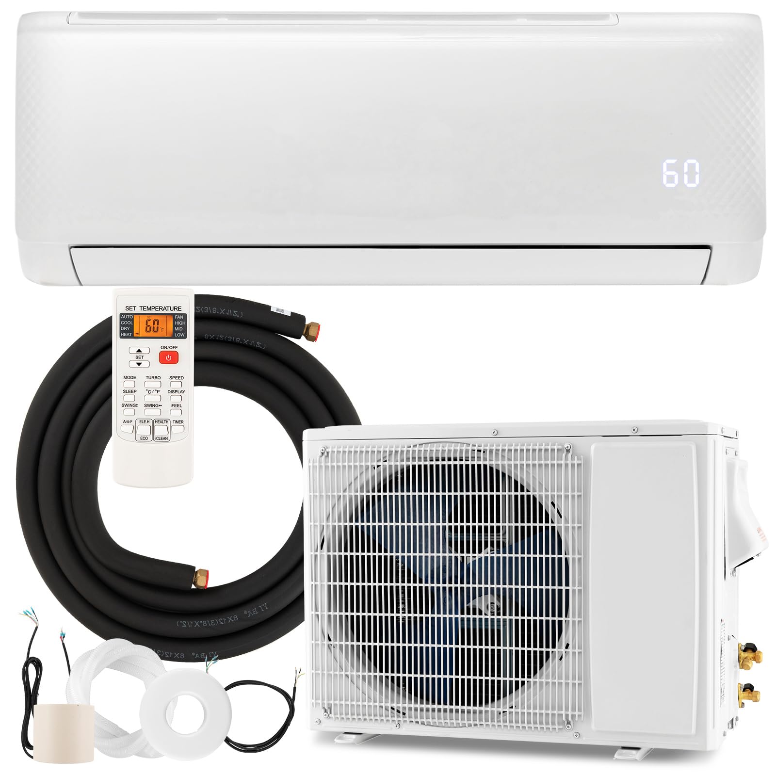 12000 BTU 21 SEER2 Mini Split Air Conditioner & Heater Ductless Inverter System, 208-230V Wall-Mounted AC Unit with Heat Pump