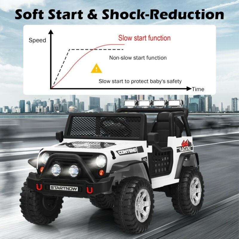 Kids Ride on Jeep Car 12V Battery Powered Electric Riding Toy Truck with Remote Control, Lights & Music