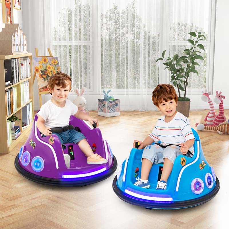 Electric Toddler Bumper Car with Remote Control, Flashing LED Light & Music, 12V Battery Powered Baby Ride on Bumper Toy Car