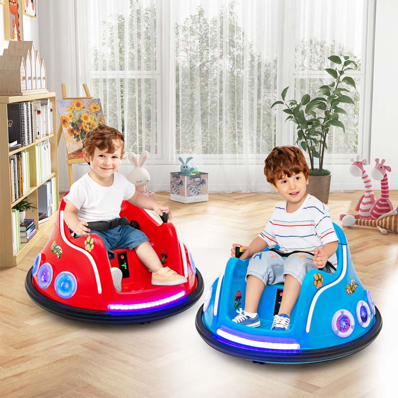 Electric Toddler Bumper Car with Remote Control, Flashing LED Light & Music, 12V Battery Powered Baby Ride on Bumper Toy Car