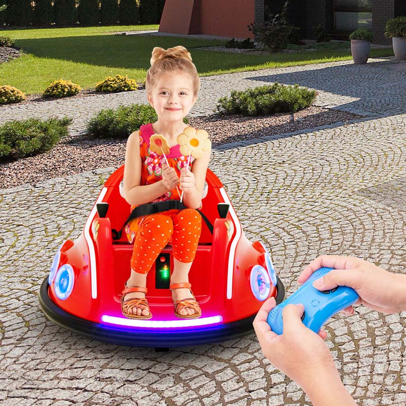 Electric Toddler Bumper Car with Remote Control, Flashing LED Light & Music, 12V Battery Powered Baby Ride on Bumper Toy Car