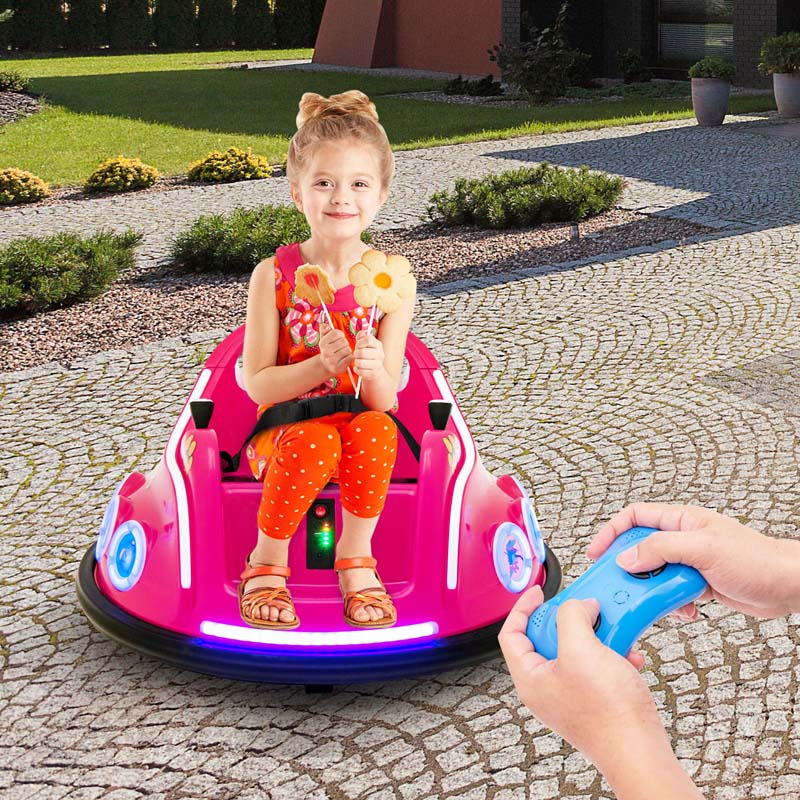 Electric Toddler Bumper Car with Remote Control, Flashing LED Light & Music, 12V Battery Powered Baby Ride on Bumper Toy Car