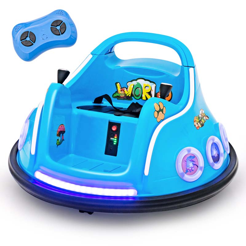 Electric Toddler Bumper Car with Remote Control, Flashing LED Light & Music, 12V Battery Powered Baby Ride on Bumper Toy Car