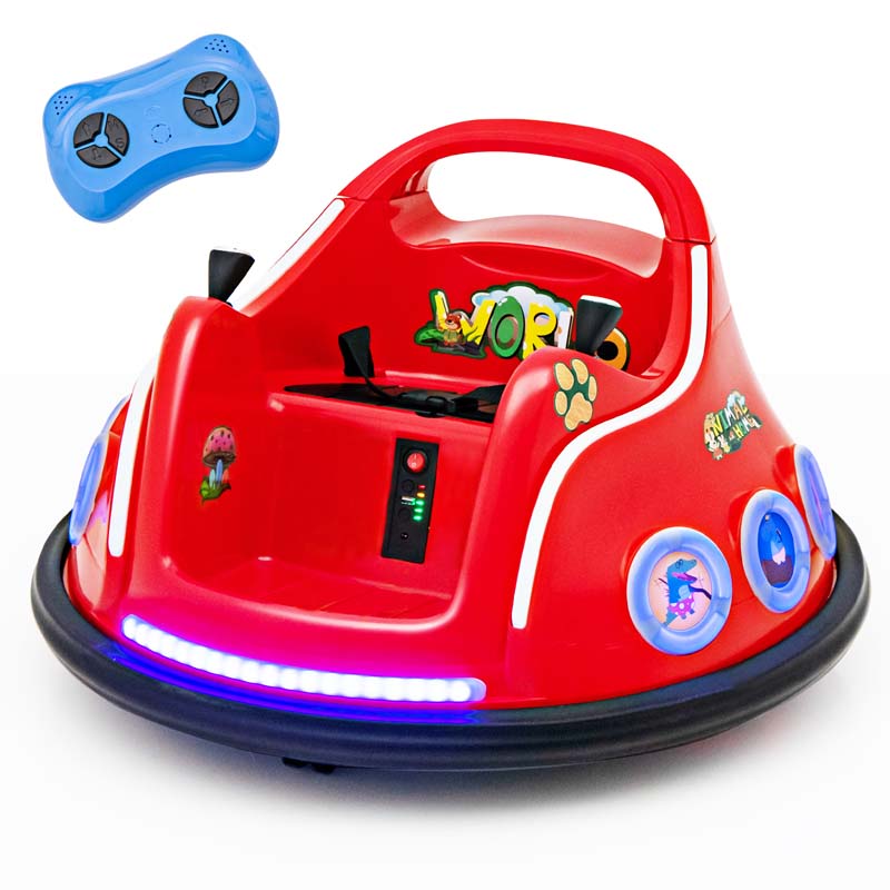 Electric Toddler Bumper Car with Remote Control, Flashing LED Light & Music, 12V Battery Powered Baby Ride on Bumper Toy Car