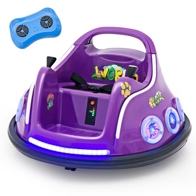 Electric Toddler Bumper Car with Remote Control, Flashing LED Light & Music, 12V Battery Powered Baby Ride on Bumper Toy Car