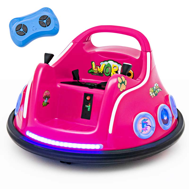 Electric Toddler Bumper Car with Remote Control, Flashing LED Light & Music, 12V Battery Powered Baby Ride on Bumper Toy Car