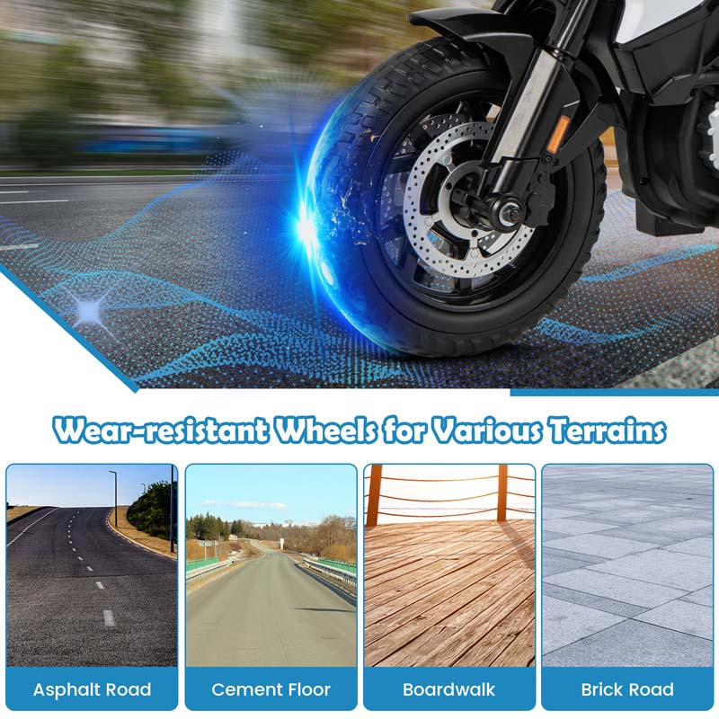 Licensed BMW Kids Ride On Police Motorcycle, 12V Battery Powered Cop Dirt Bike with Training Wheels, Siren Light, MP3, Music