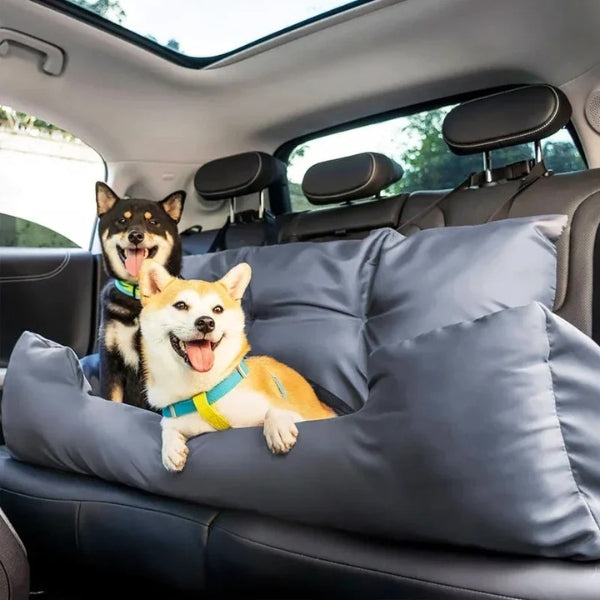 Travel Dog Car Bed with Safety Bolster | Large and Medium Sizes | Comfortable Travel Solution for Dogs