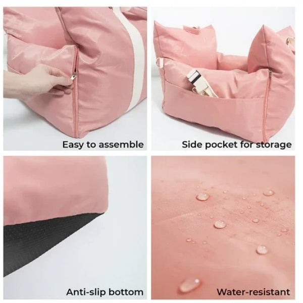 Dog Car Seat Bed with Harness | Waterproof Travel Dog Car Seat Bed