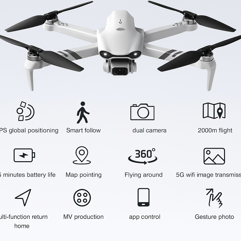 8K Ultra HD Drone with GPS | Advanced stabilization & 1.5 km Control Range for Aerial Photography and Adventure Filming