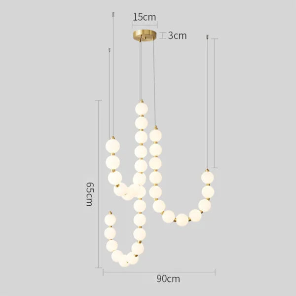 LED White Necklace Chandelier - Modern Pendant Light Fixture for Dining Room & Living Space