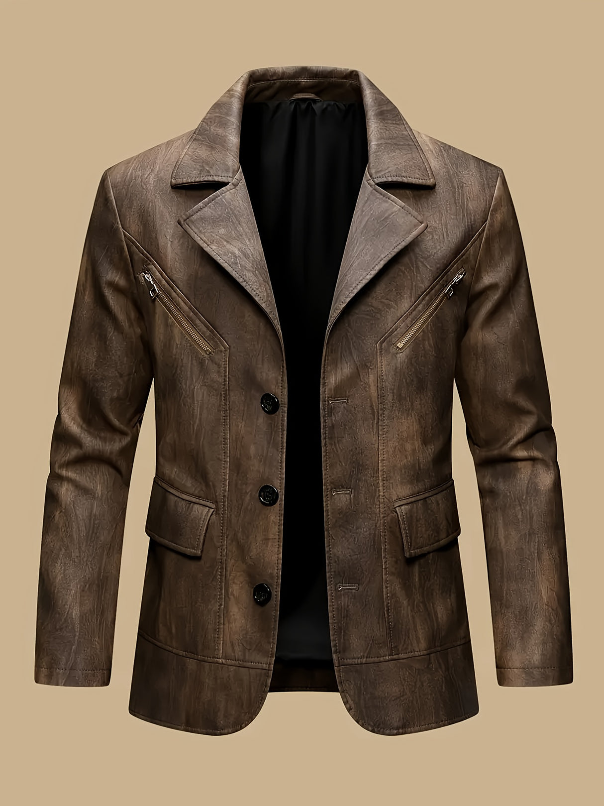 Vintage Men’s Blazer Style Jacket – Button Front Winter Softshell Coat