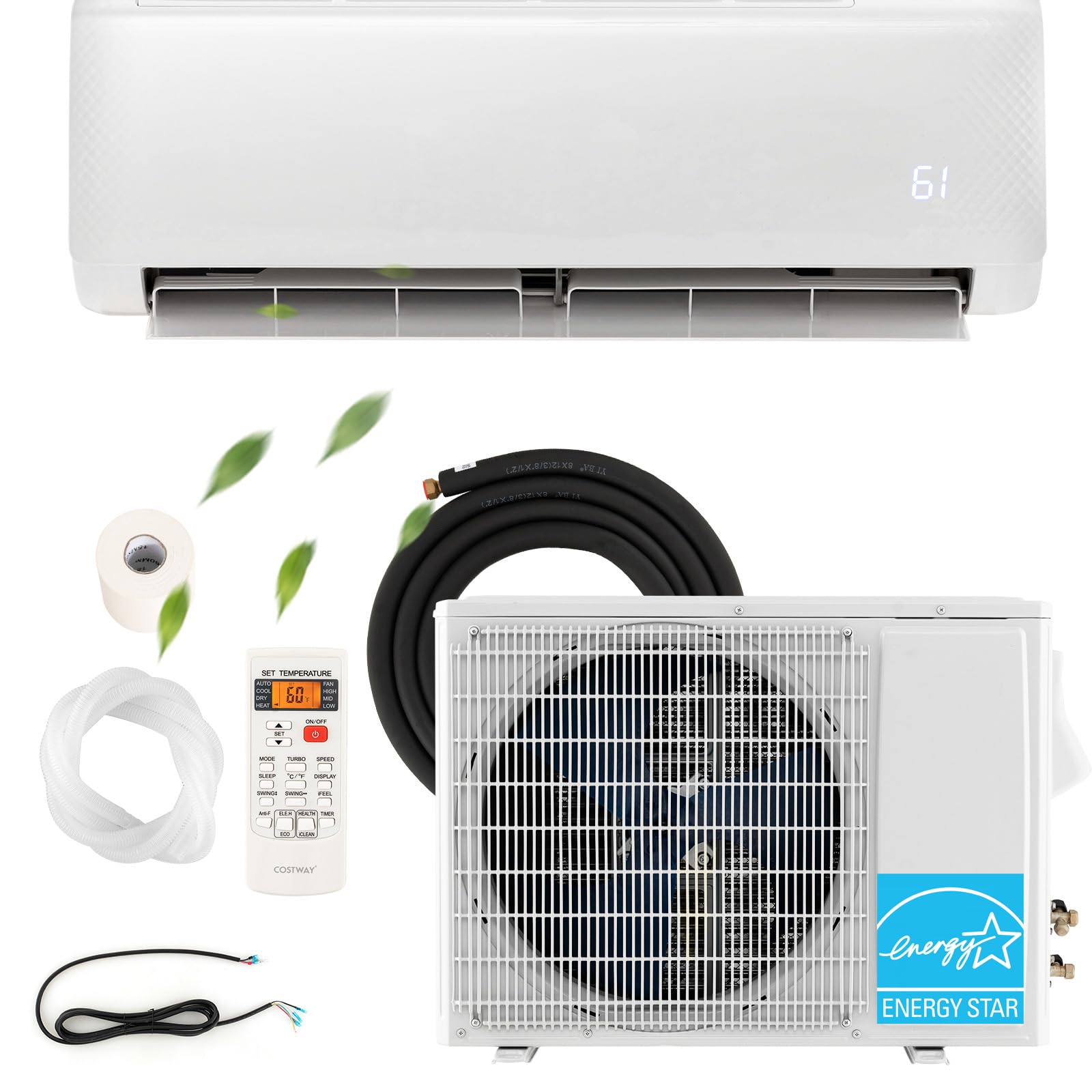 18000 BTU 21 SEER2 Mini Split Air Conditioner & Heater Ductless Inverter System, 208-230V Wall-Mounted AC Unit with Heat Pump