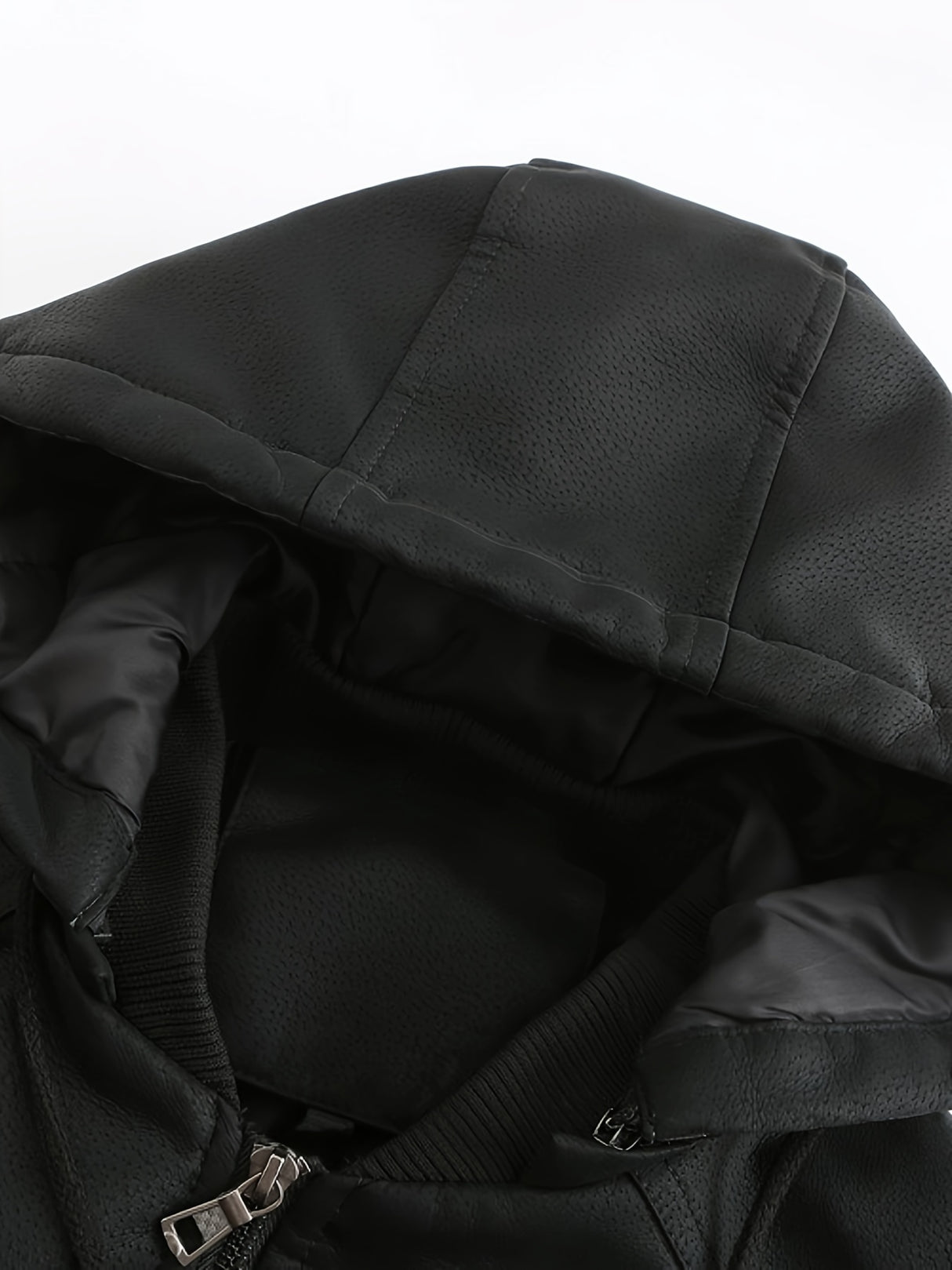 Men’s Hooded Leather Jacket – Quilted Lined Winter Casual Outerwear