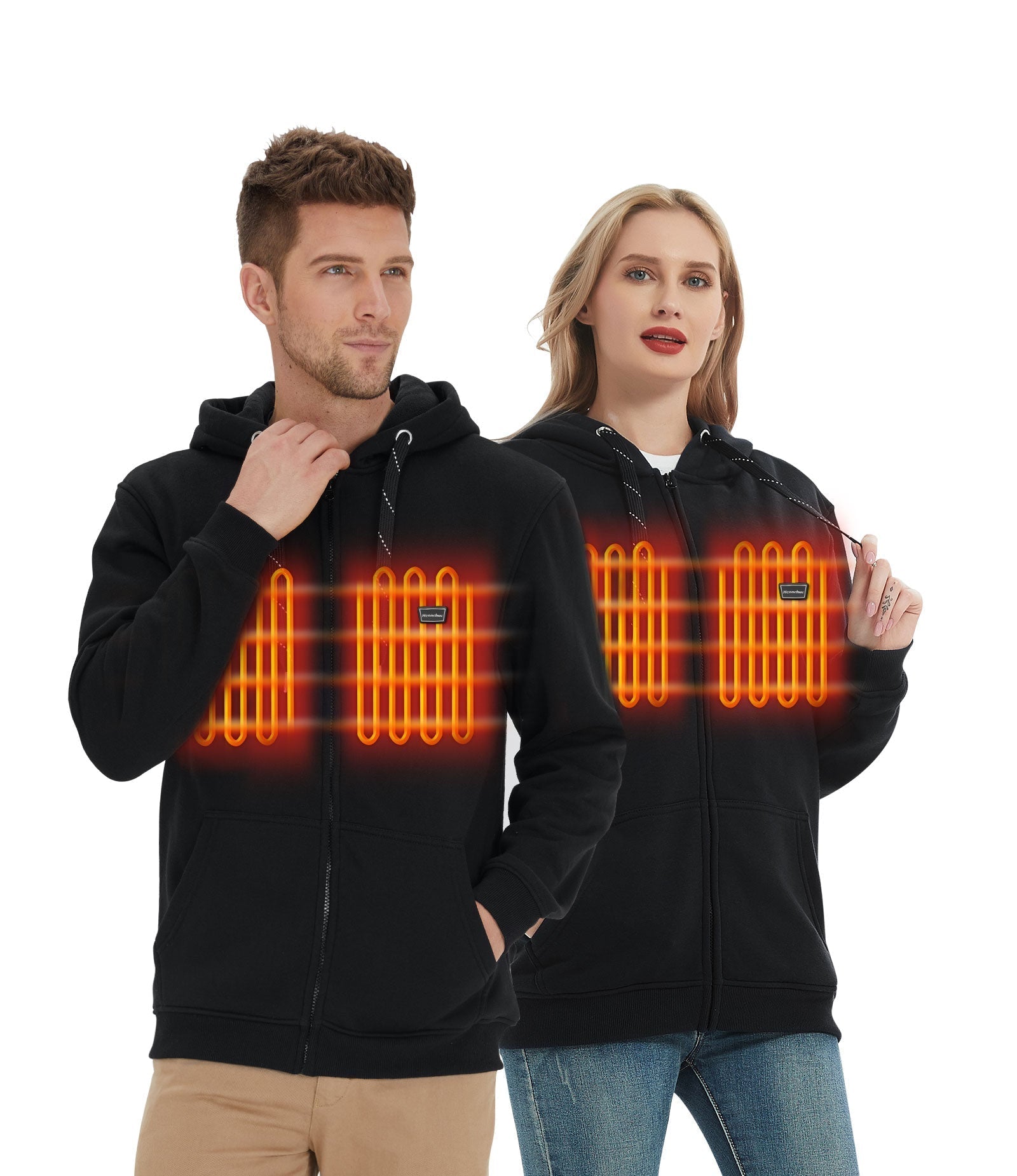 Full Zip Fleece Jacket Hooded Sweatshirt Heated Hoodie