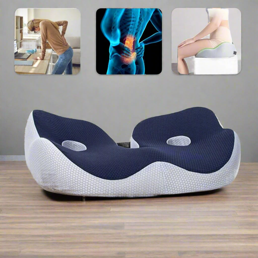 Adjustable Memory Foam Seat Cushion for Sit Bone Relief | Ergonomic Design for Office Chair and Car Use