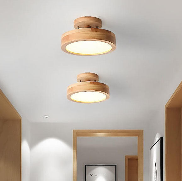 Nordic Log Round LED Semi-recessed Ceiling Lamp