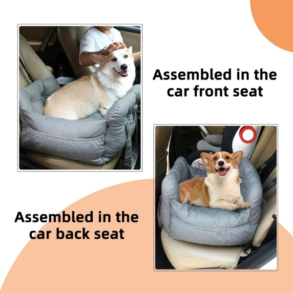 Dog Car Seat Bed with Harness | Waterproof Travel Dog Car Seat Bed
