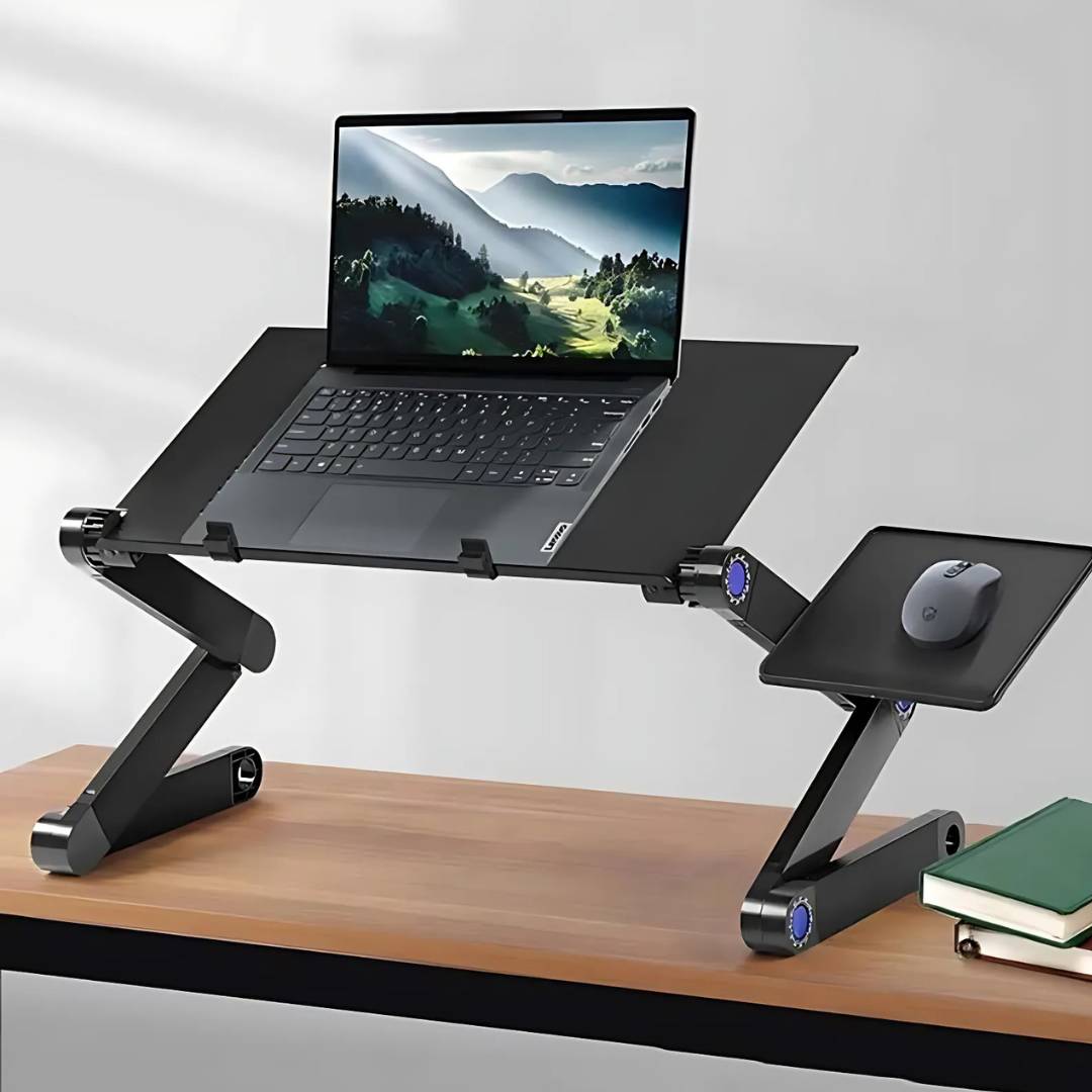Adjustable Laptop Stand for Bed, Couch & Desk - Ergonomic Design with Cooling Function for Comfort and Productivity