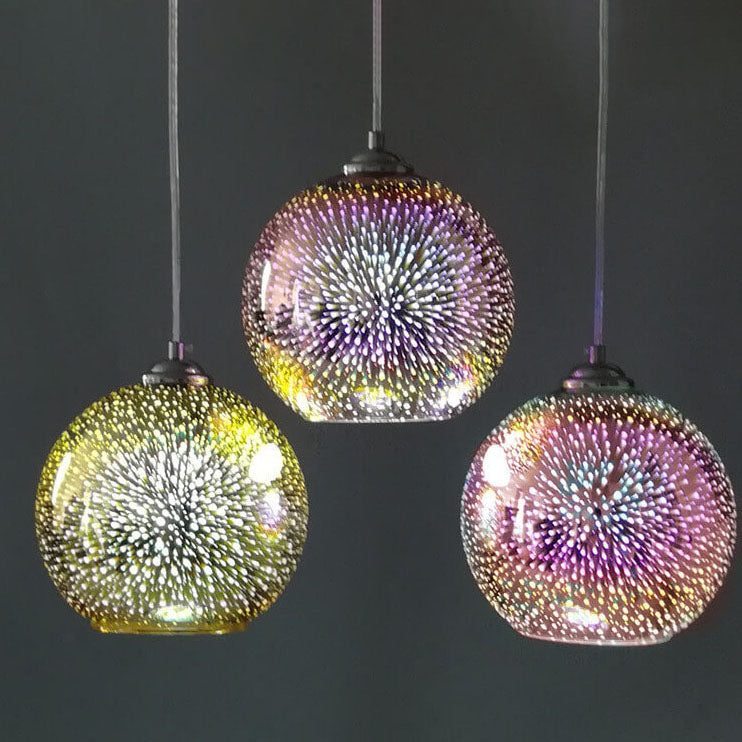 Modern Creative 3D Colorful Fireworks Glass 1-Light Dome Pendant Lamp