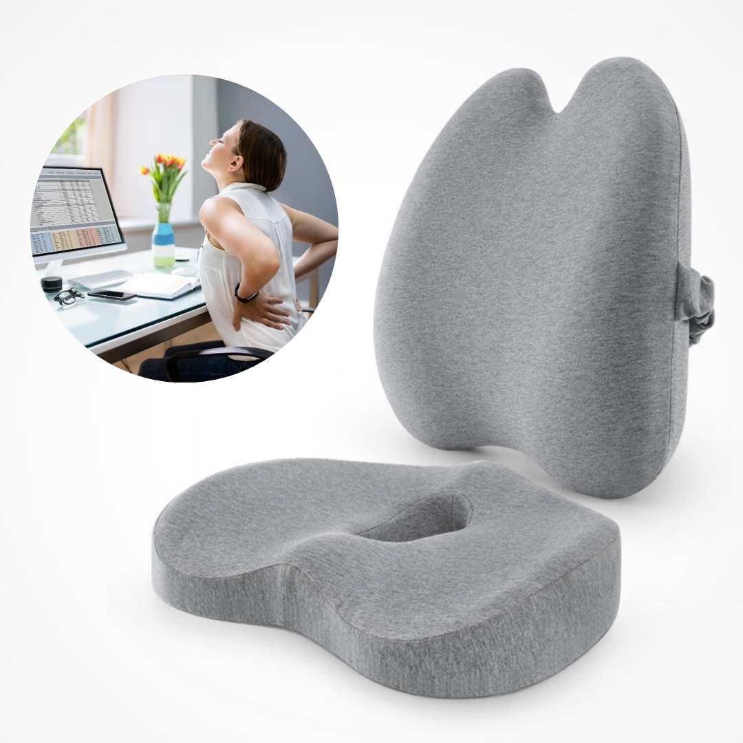 Orthopedic Comfort Cushion Set for Pain Relief & Posture Support - Seat & Back Cushions for Office Workers, Seniors & Pregnant Women
