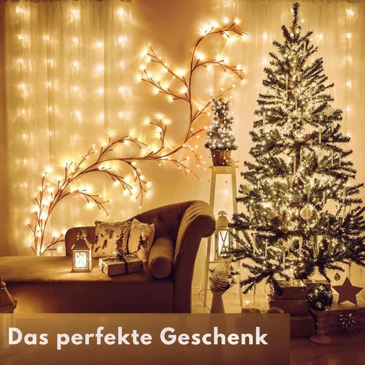 LED Grapevine Fairy Lights - 100 LED String Lights with Green Wire for Indoor & Outdoor Decoration, Parties, and Garden Use