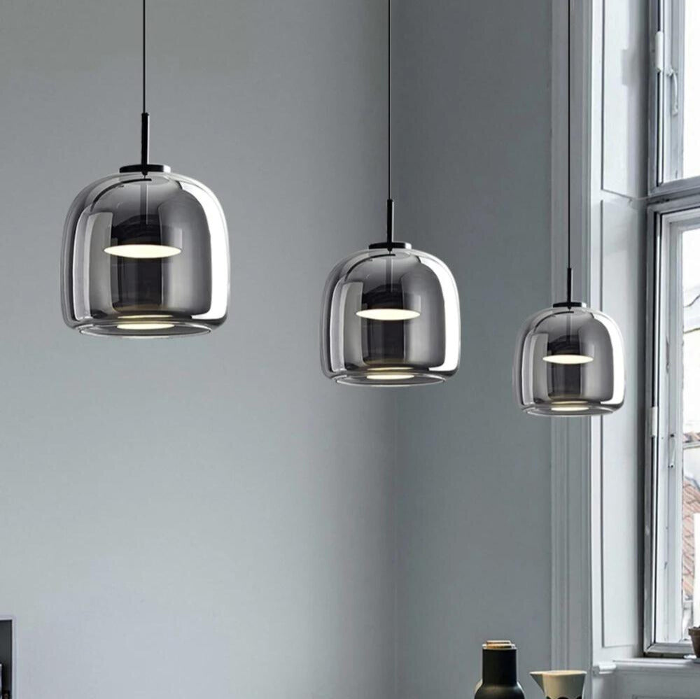 Nordic Black Glass Pendant Light Fixture - Modern Hanging Lamp for Kitchen Island & Dining Room