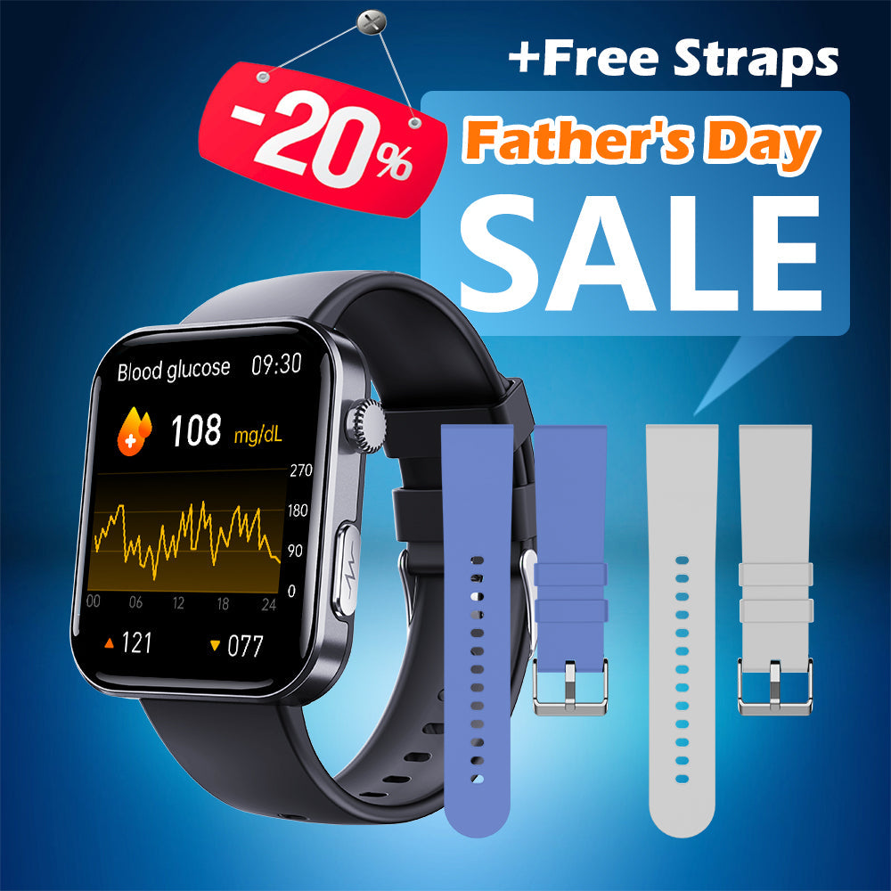 Best Father's Day Gift-FitVII® PulseMax Fall Detection Watch With Blood Glucose+Blood Presssure Monitoring+Calls