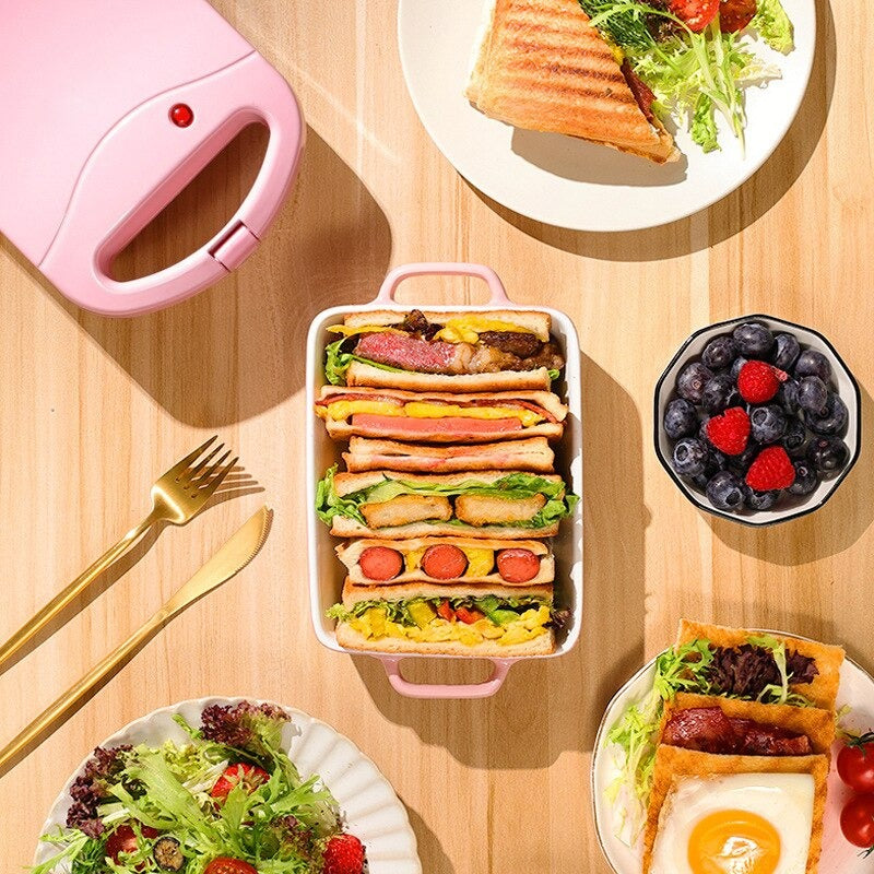 2-in-1 Sandwich Maker & Toaster | Non-Stick Auto-Sealing Plates for Quick Breakfasts, Snacks & Easy Cleanup